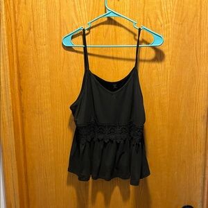 Elegant Black Lace Trim Women's Top